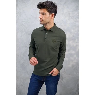 Harcour Poloshirt Pablo LS Heren Khaki 1 Harcour Poloshirt Pablo LS Heren Khaki
