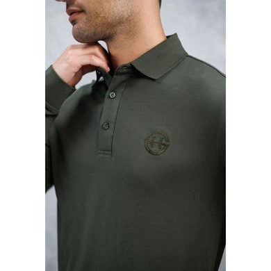 Harcour Poloshirt Pablo LS Heren Khaki 2 Harcour Poloshirt Pablo LS Heren Khaki - Afbeelding 2