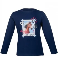 HKM T-Shirt Funny Horses Blauw 104/110