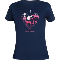 HKM T-Shirt I Love Horse Riding Donkerblauw