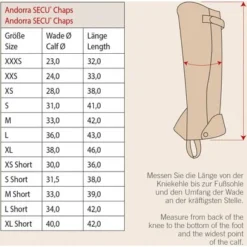 Kieffer Chaps Andorra SECU Donkerbruin M -Pikeur || Cavallo || Dublin Verkoopwinkel kieffer 124 andorra masstabelle measurements.a980a8