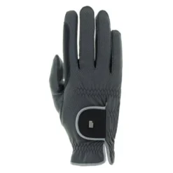 Roeckl Rijhandschoenen Malta Bicolor Antraciet/Zilver