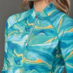 Weatherbeeta Shirt Ruby Swirl Marble Blauw/Oranje -Pikeur || Cavallo || Dublin Verkoopwinkel wb 1009342000 blueorangeswirlmarbleprint wb ruby ls cu1 image null hero.37f49c